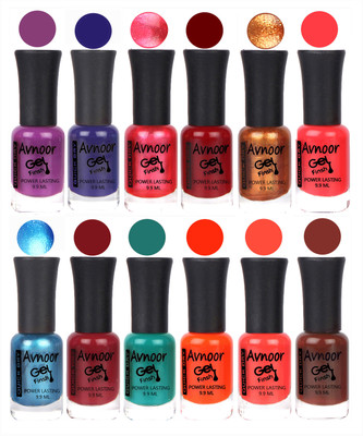 

Avnoor Trendy Color Gel Nail Polish Combo Set No 145 Multicolor(Pack of 12)