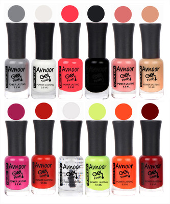 

Avnoor Trendy Color Gel Nail Polish Combo Set No 212 Multicolor(Pack of 12)