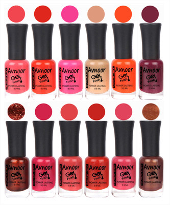 

Avnoor Trendy Color Gel Nail Polish Combo Set No 334 Multicolor(Pack of 12)