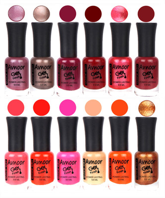 

Avnoor Trendy Color Gel Nail Polish Combo Set No 380 Multicolor(Pack of 12)