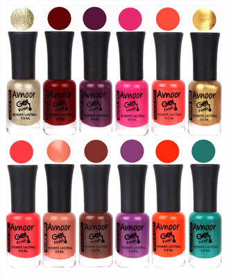 

Avnoor Trendy Color Gel Nail Polish Combo Set No 107 Multicolor(Pack of 12)