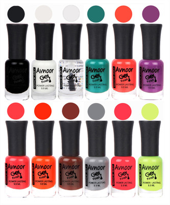 

Avnoor Trendy Color Gel Nail Polish Combo Set No 154 Multicolor(Pack of 12)