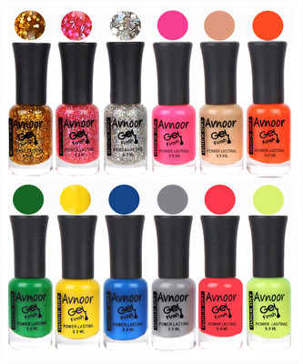 

Avnoor Trendy Color Gel Nail Polish Combo Set No 169 Multicolor(Pack of 12)