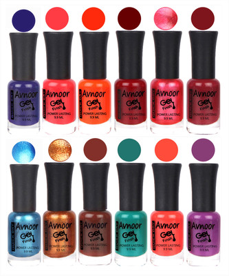 

Avnoor Trendy Color Gel Nail Polish Combo Set No 132 Multicolor(Pack of 12)