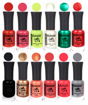 

Avnoor Trendy Color Gel Nail Polish Combo Set No 573 Multicolor(Pack of 12)