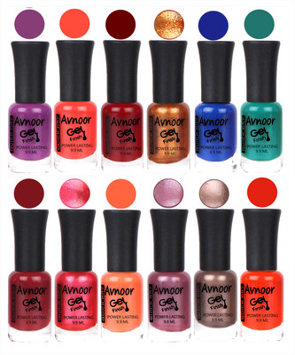 

Avnoor Trendy Color Gel Nail Polish Combo Set No 357 Multicolor(Pack of 12)