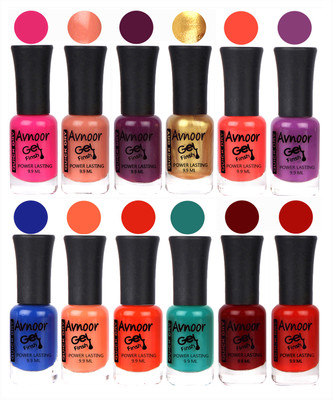

Avnoor Trendy Color Gel Nail Polish Combo Set No 460 Multicolor(Pack of 12)