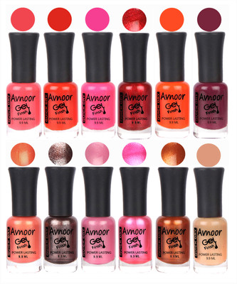 

Avnoor Trendy Color Gel Nail Polish Combo Set No 509 Multicolor(Pack of 12)