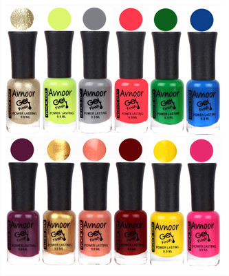 

Avnoor Trendy Color Gel Nail Polish Combo Set No 122 Multicolor(Pack of 12)