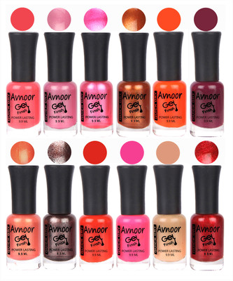 

Avnoor Trendy Color Gel Nail Polish Combo Set No 510 Multicolor(Pack of 12)