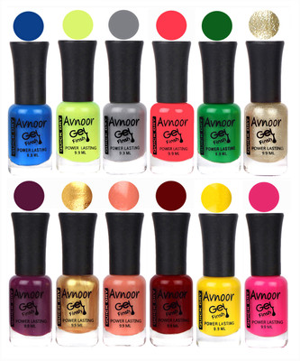 

Avnoor Trendy Color Gel Nail Polish Combo Set No 482 Multicolor(Pack of 12)