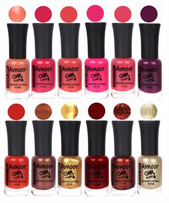 

Avnoor Trendy Color Gel Nail Polish Combo Set No 328 Multicolor(Pack of 12)