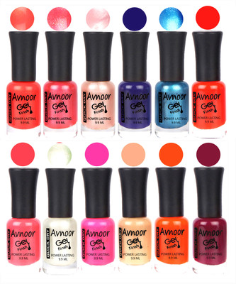 

Avnoor Trendy Color Gel Nail Polish Combo Set No 429 Multicolor(Pack of 12)