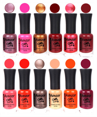 

Avnoor Trendy Color Gel Nail Polish Combo Set No 371 Multicolor(Pack of 12)