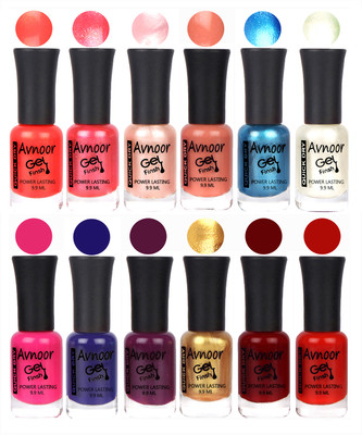 

Avnoor Trendy Color Gel Nail Polish Combo Set No 403 Multicolor(Pack of 12)