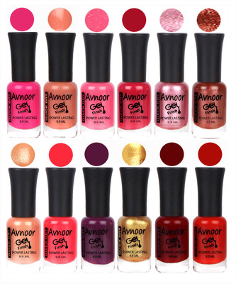 

Avnoor Trendy Color Gel Nail Polish Combo Set No 301 Multicolor(Pack of 12)