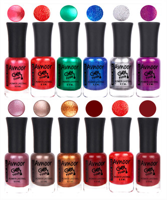 

Avnoor Trendy Color Gel Nail Polish Combo Set No 257 Multicolor(Pack of 12)