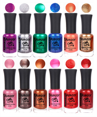 

Avnoor Trendy Color Gel Nail Polish Combo Set No 275 Multicolor(Pack of 12)