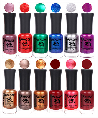 

Avnoor Trendy Color Gel Nail Polish Combo Set No 247 Multicolor(Pack of 12)