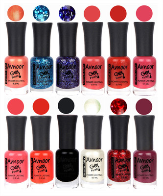 

Avnoor Trendy Color Gel Nail Polish Combo Set No 206 Multicolor(Pack of 12)