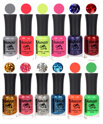 

Avnoor Trendy Color Gel Nail Polish Combo Set No 444 Multicolor(Pack of 12)
