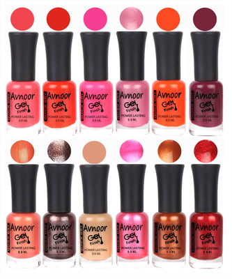

Avnoor Trendy Color Gel Nail Polish Combo Set No 506 Multicolor(Pack of 12)