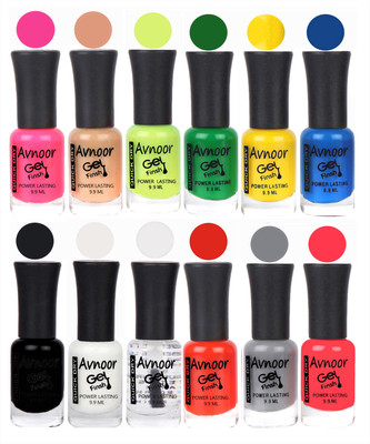 

Avnoor Trendy Color Gel Nail Polish Combo Set No 632 Multicolor(Pack of 12)