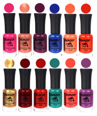 

Avnoor Trendy Color Gel Nail Polish Combo Set No 448 Multicolor(Pack of 12)
