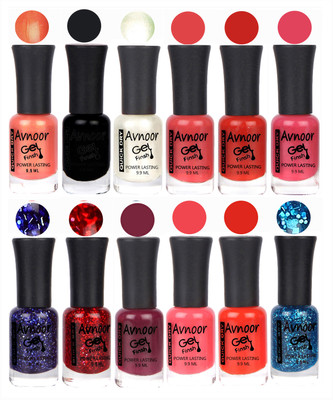

Avnoor Trendy Color Gel Nail Polish Combo Set No 194 Multicolor(Pack of 12)