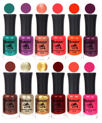 

Avnoor Trendy Color Gel Nail Polish Combo Set No 113 Multicolor(Pack of 12)