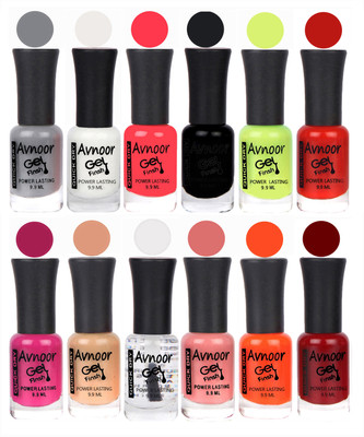 

Avnoor Trendy Color Gel Nail Polish Combo Set No 214 Multicolor(Pack of 12)
