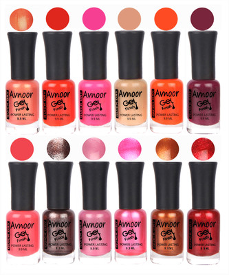 

Avnoor Trendy Color Gel Nail Polish Combo Set No 493 Multicolor(Pack of 12)