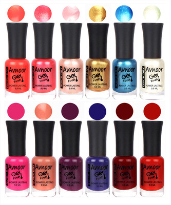 

Avnoor Trendy Color Gel Nail Polish Combo Set No 405 Multicolor(Pack of 12)