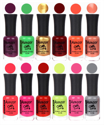 

Avnoor Trendy Color Gel Nail Polish Combo Set No 468 Multicolor(Pack of 12)