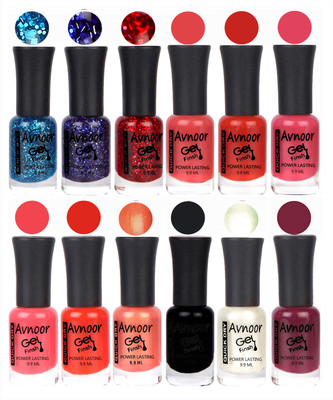 

Avnoor Trendy Color Gel Nail Polish Combo Set No 198 Multicolor(Pack of 12)