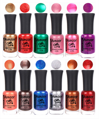 

Avnoor Trendy Color Gel Nail Polish Combo Set No 289 Multicolor(Pack of 12)