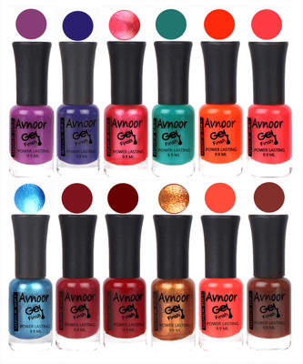 

Avnoor Trendy Color Gel Nail Polish Combo Set No 144 Multicolor(Pack of 12)