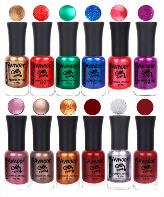 

Avnoor Trendy Color Gel Nail Polish Combo Set No 263 Multicolor(Pack of 12)