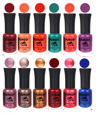 

Avnoor Trendy Color Gel Nail Polish Combo Set No 349 Multicolor(Pack of 12)