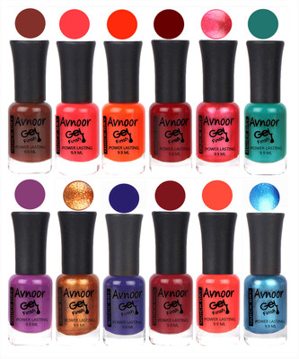 

Avnoor Trendy Color Gel Nail Polish Combo Set No 135 Multicolor(Pack of 12)