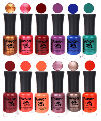 

Avnoor Trendy Color Gel Nail Polish Combo Set No 359 Multicolor(Pack of 12)