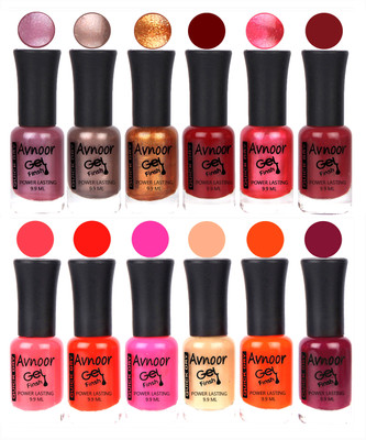 

Avnoor Trendy Color Gel Nail Polish Combo Set No 362 Multicolor(Pack of 12)