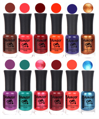 

Avnoor Trendy Color Gel Nail Polish Combo Set No 138 Multicolor(Pack of 12)