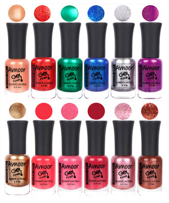 

Avnoor Trendy Color Gel Nail Polish Combo Set No 224 Multicolor(Pack of 12)