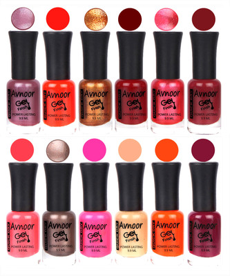 

Avnoor Trendy Color Gel Nail Polish Combo Set No 370 Multicolor(Pack of 12)