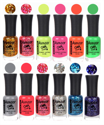 

Avnoor Trendy Color Gel Nail Polish Combo Set No 445 Multicolor(Pack of 12)