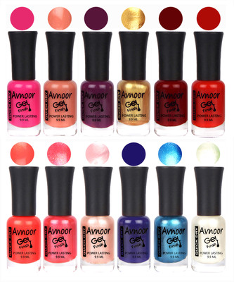 

Avnoor Trendy Color Gel Nail Polish Combo Set No 409 Multicolor(Pack of 12)