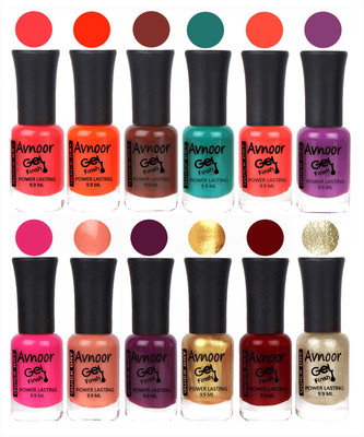 

Avnoor Trendy Color Gel Nail Polish Combo Set No 101 Multicolor(Pack of 12)