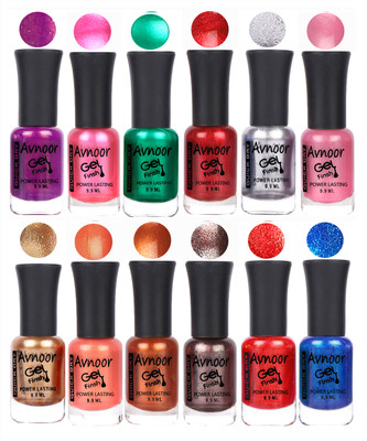 

Avnoor Trendy Color Gel Nail Polish Combo Set No 280 Multicolor(Pack of 12)