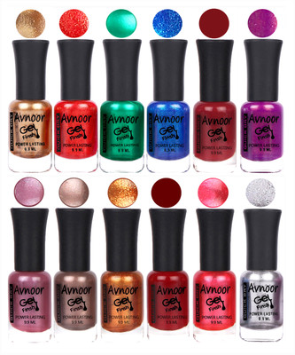 

Avnoor Trendy Color Gel Nail Polish Combo Set No 264 Multicolor(Pack of 12)
